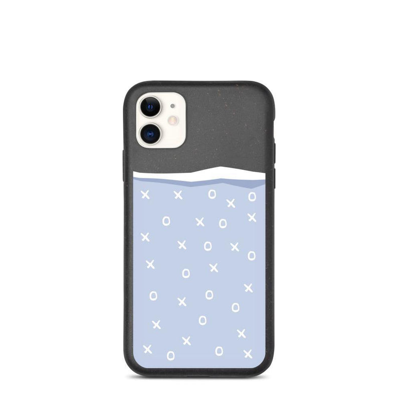 Noughts and Crosses Top Torn Illustrated Blue Biodegradable iPhone Case - Delta Lemur