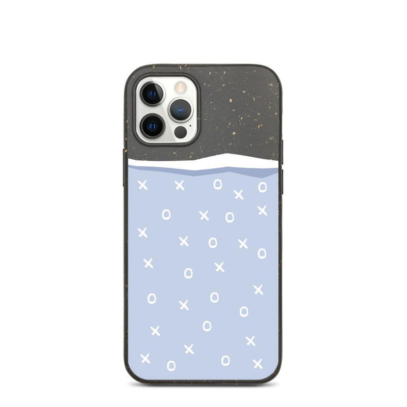 Noughts and Crosses Top Torn Illustrated Blue Biodegradable iPhone Case - Delta Lemur