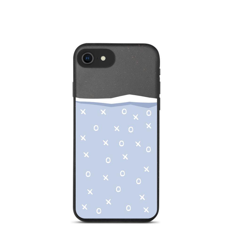 Noughts and Crosses Top Torn Illustrated Blue Biodegradable iPhone Case - Delta Lemur